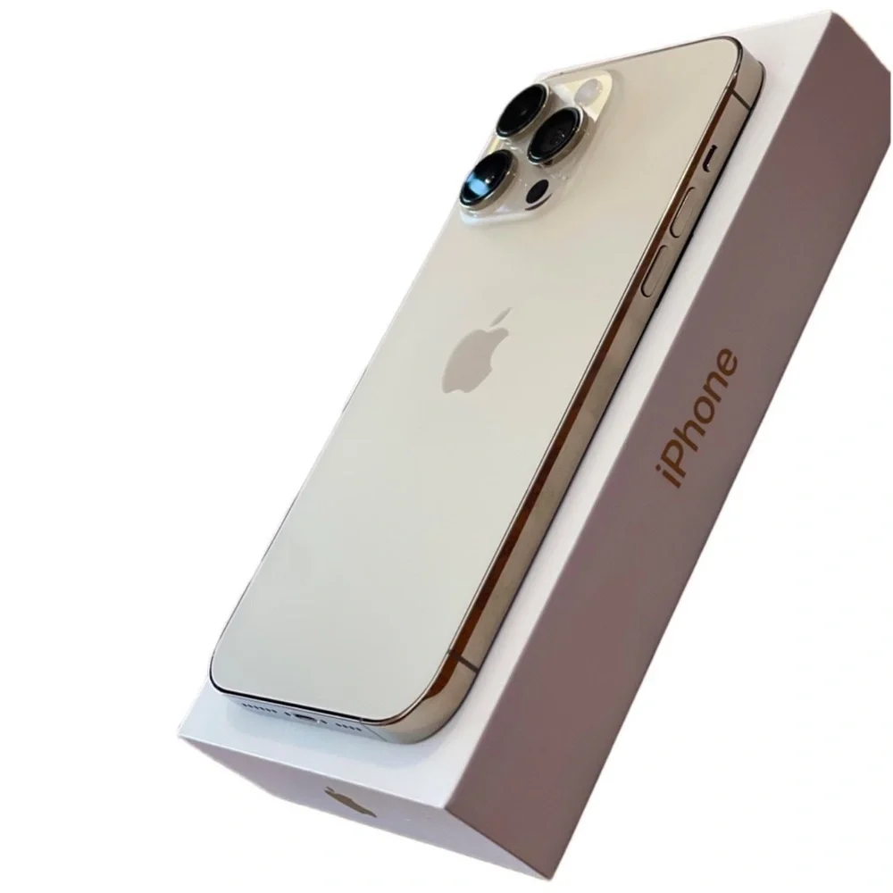 unlocked gold apple iphone 14 pro max + 2 new chargers | latest ios update
